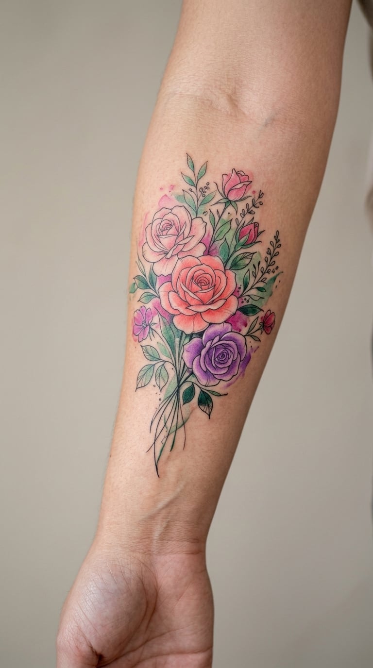 Watercolor Rose Bouquet