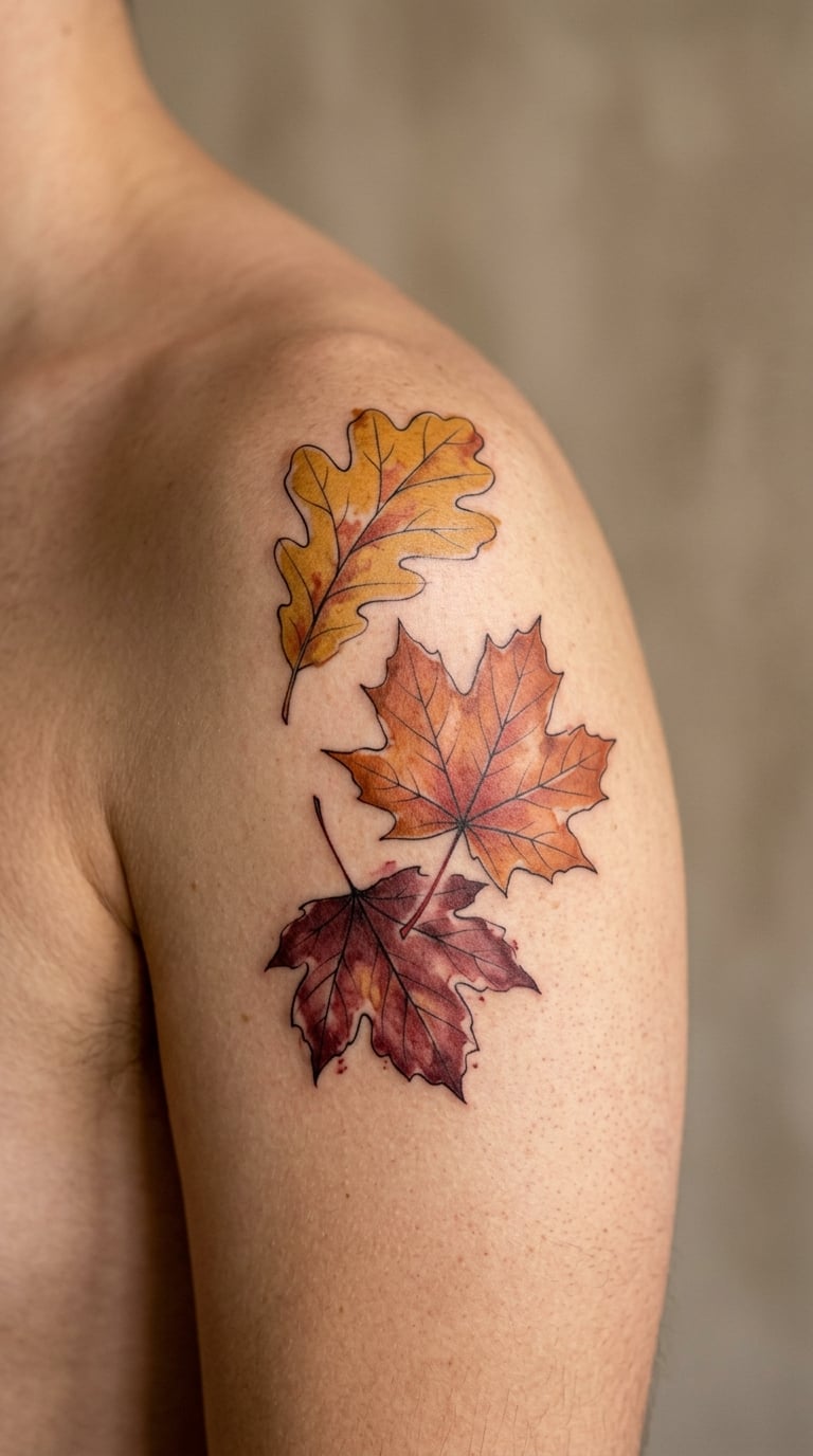 Autumn Leaves in Warm Watercolor
