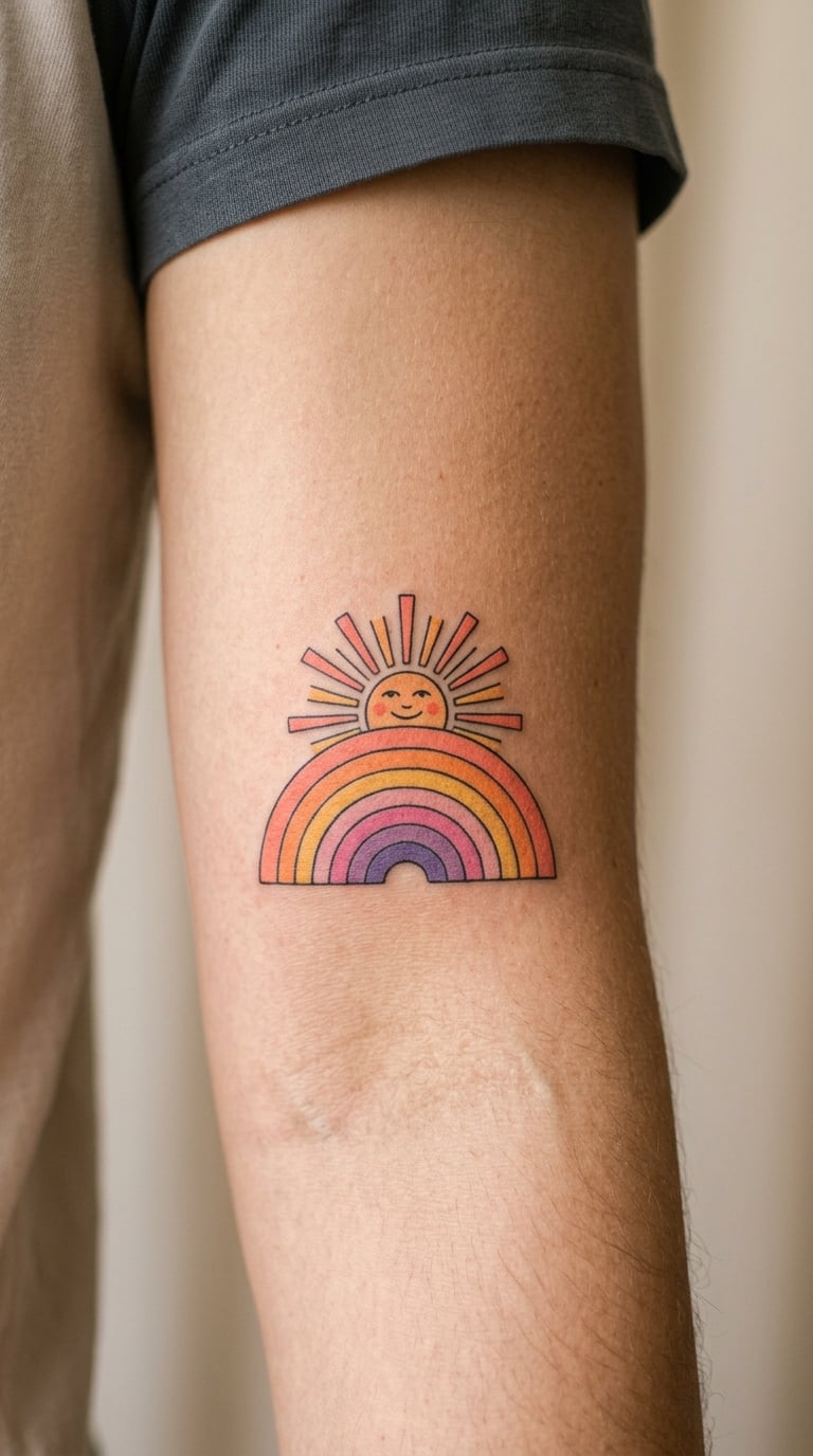 Retro Rainbow Sun