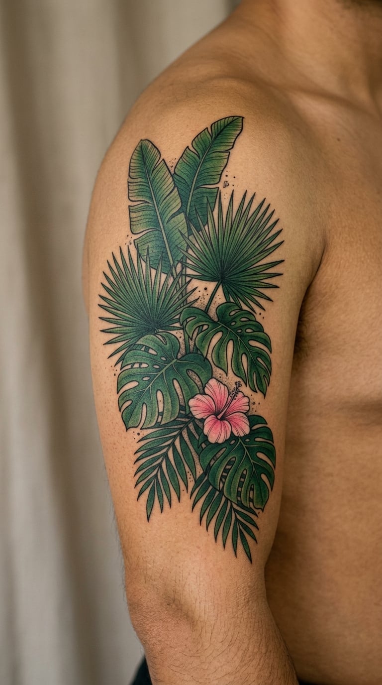 Tropical Leaf Sleeve Fragment