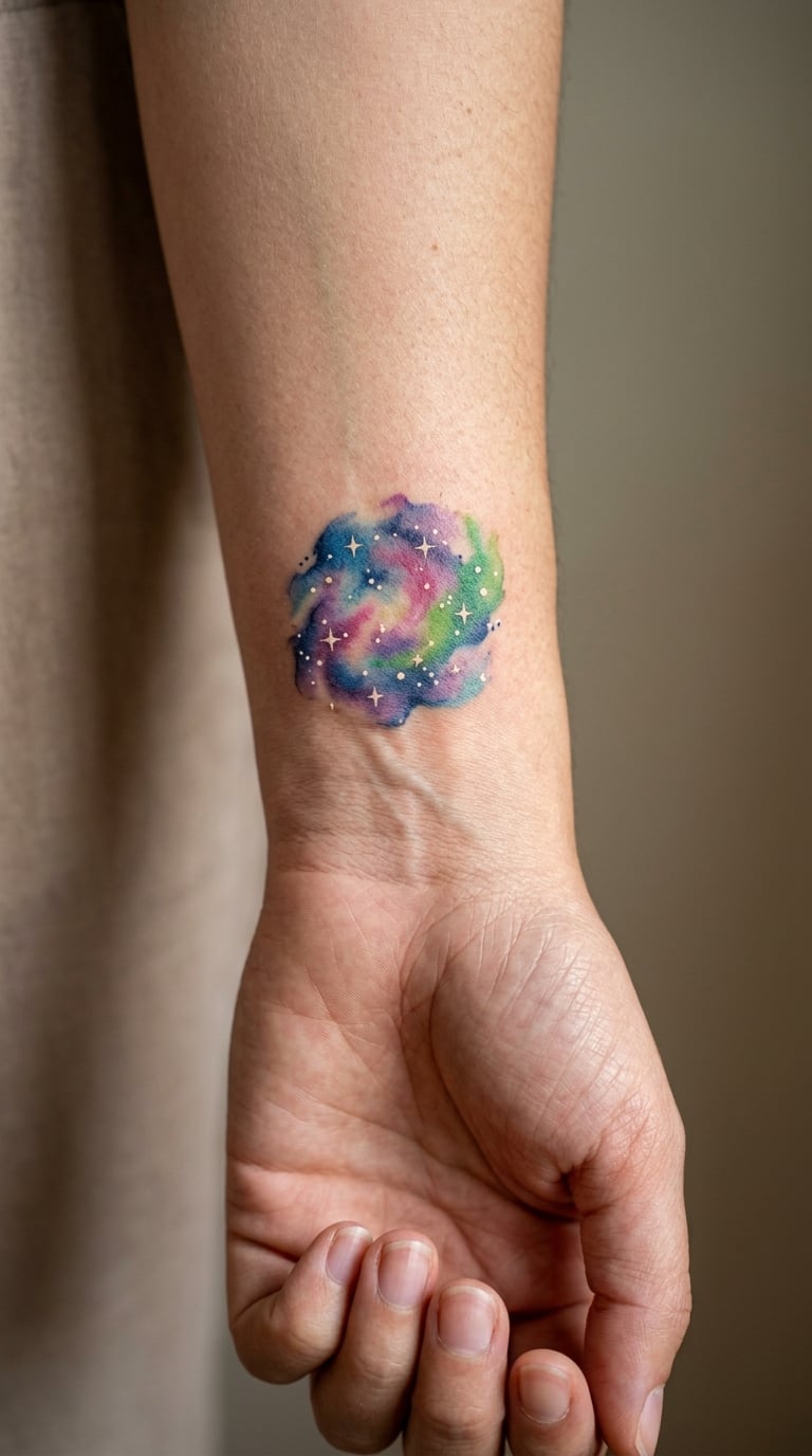 Watercolor Galaxy With Fine Stars