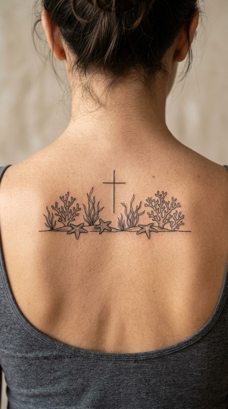 Fine-Line Ocean Floor Cross