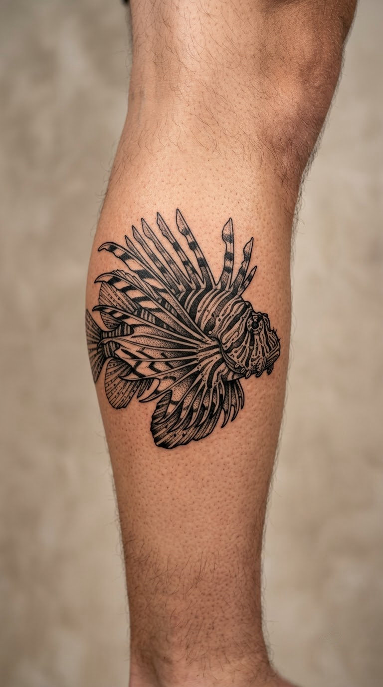 Blackwork Lionfish Portrait