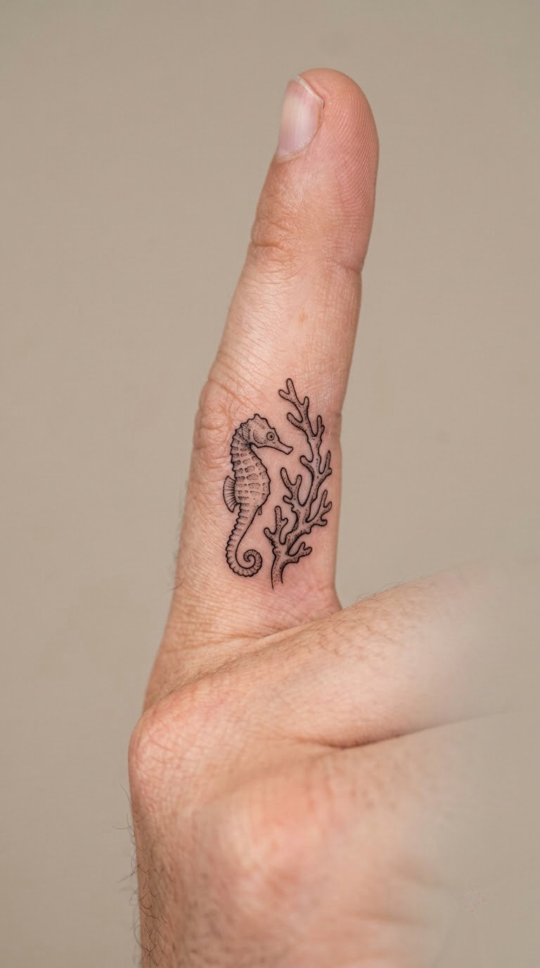 Matching Micro Seahorse and Coral Pair