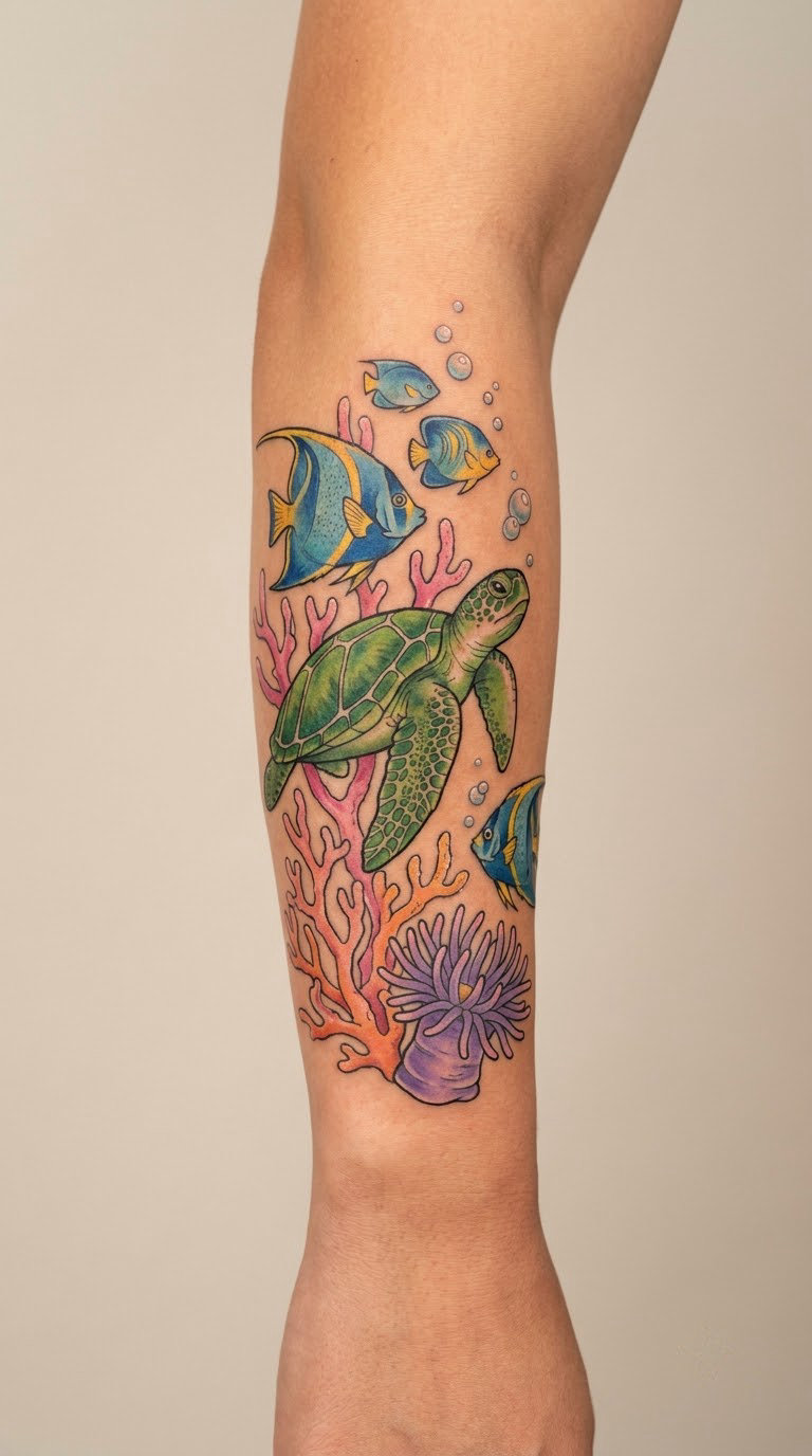 Full-Colour Tropical Reef Arm Scene