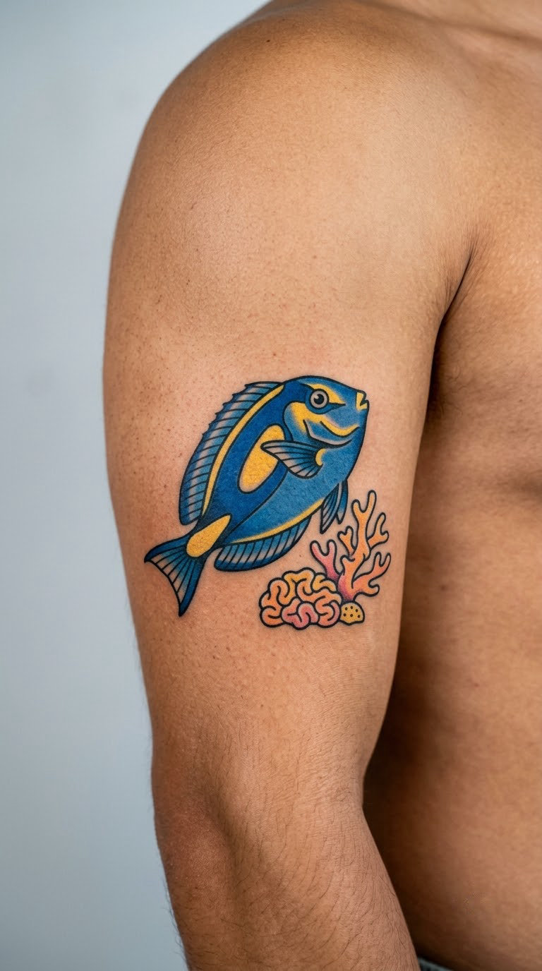 Traditional Blue-and-Yellow Reef Fish