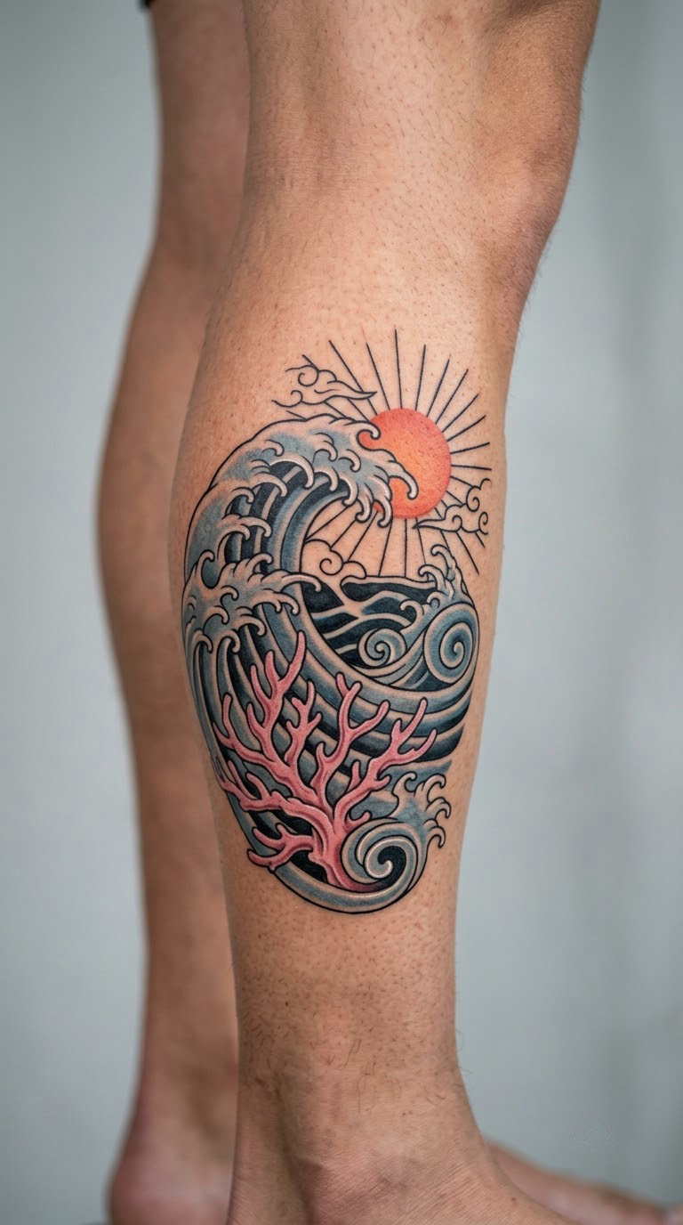Japanese-Style Wave and Coral Garden