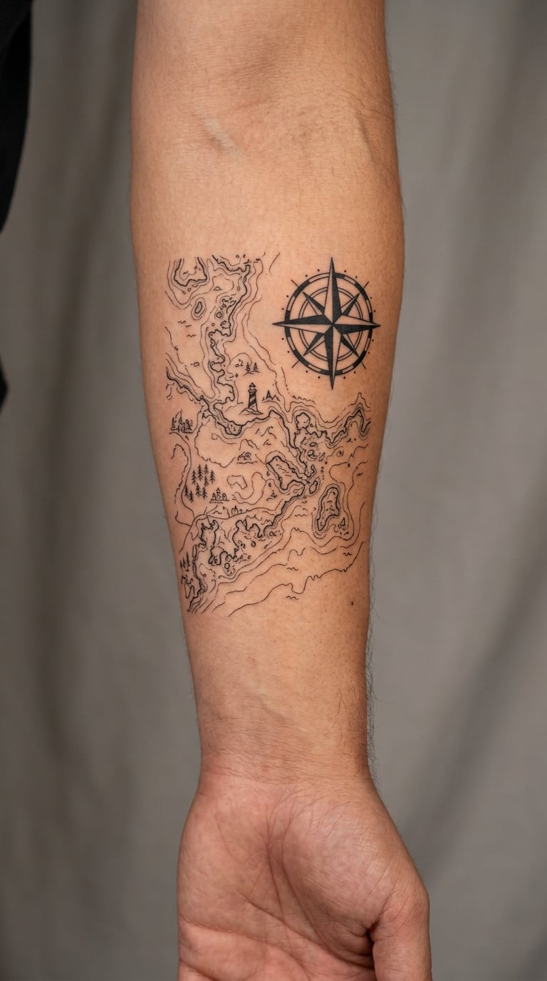 Coordinate Map With Compass Rose