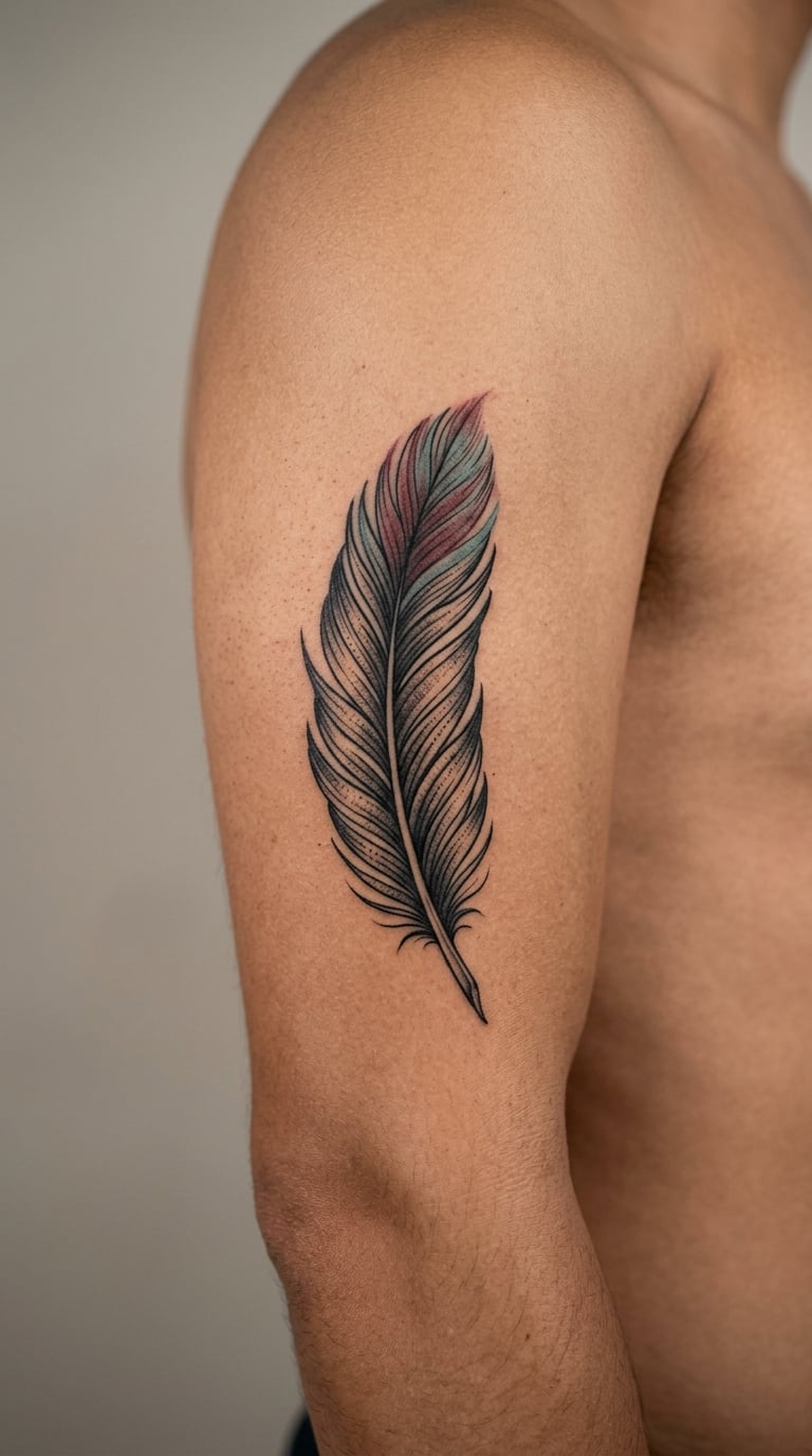 Black Feather with Muted Colour Tips