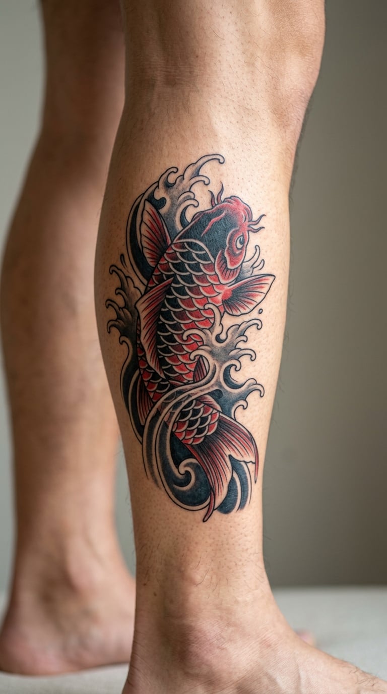 Japanese-Style Koi and Wave Cover-Up