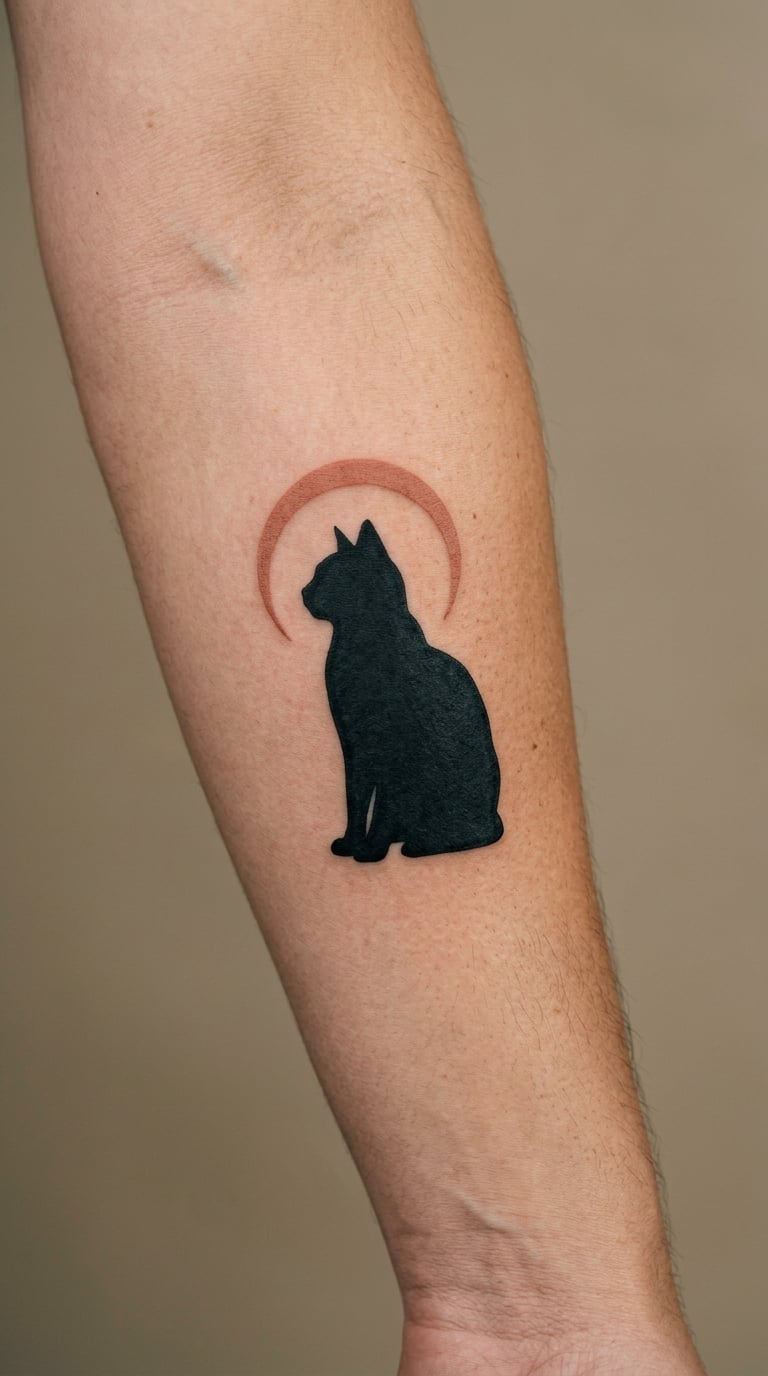 Bold Cat Silhouette With Colour Halo
