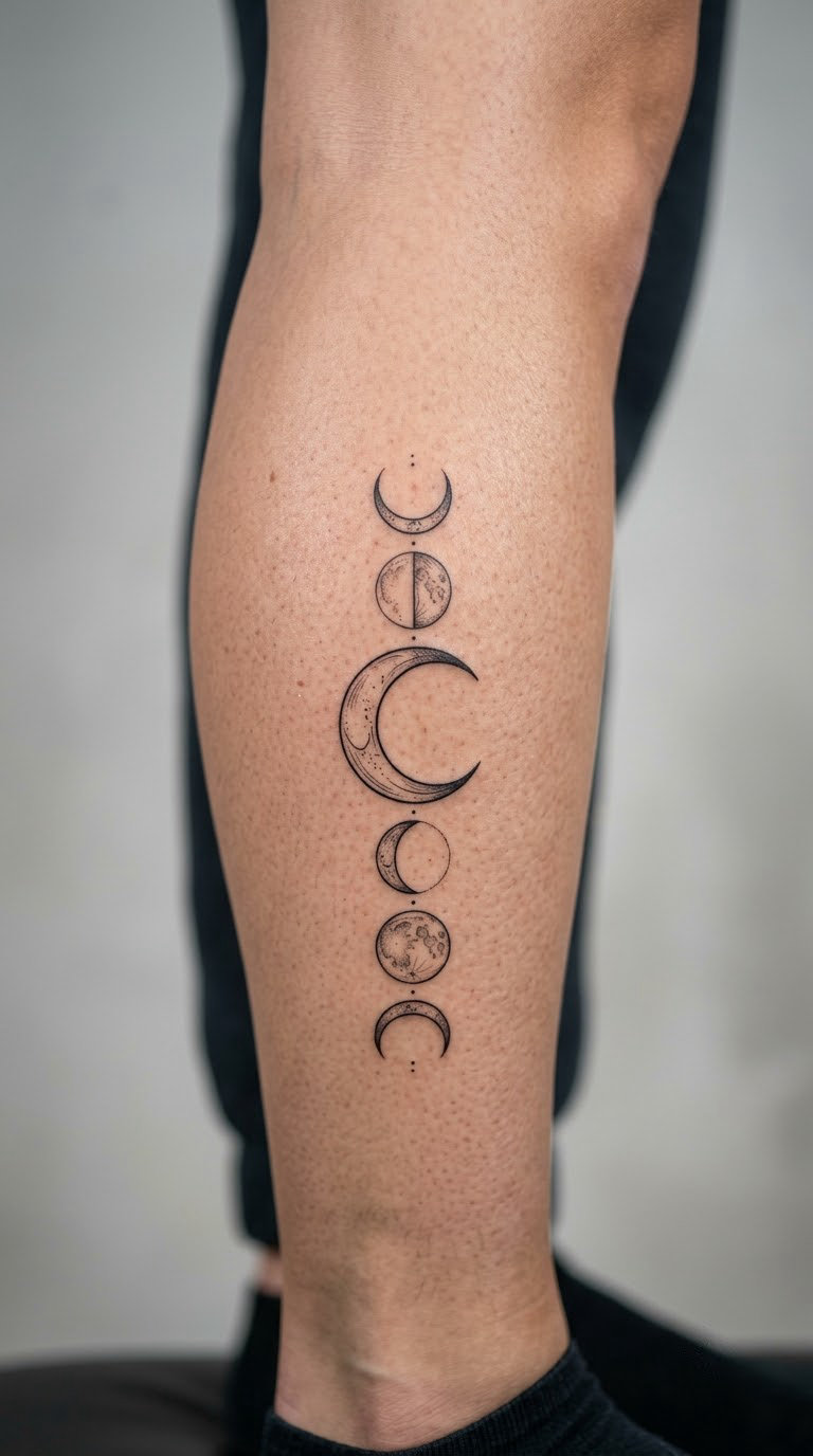 Crescent Moon Phases on the Leg