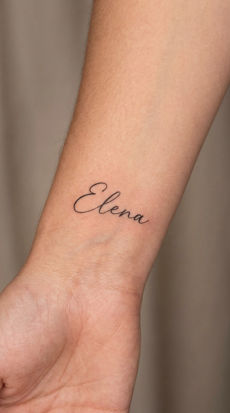 Single Name in Flowing Fine Line