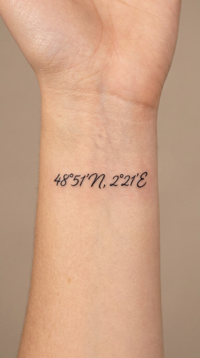 Coordinates in Travel-Inspired Script