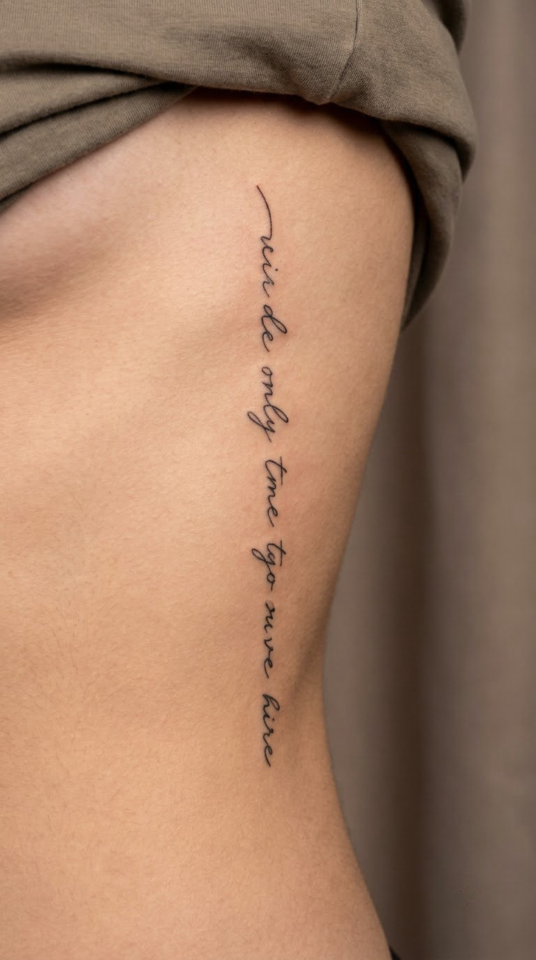 Vertical Script on the Side of the Ribs