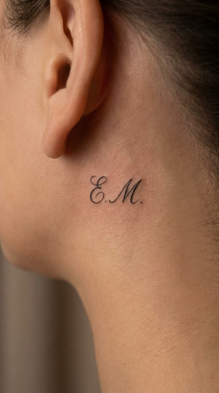 Signature-Style Initials Behind the Ear