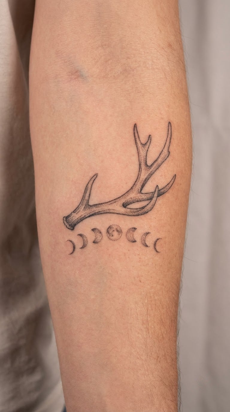 Antlers and Hand-Poked Moon Phases