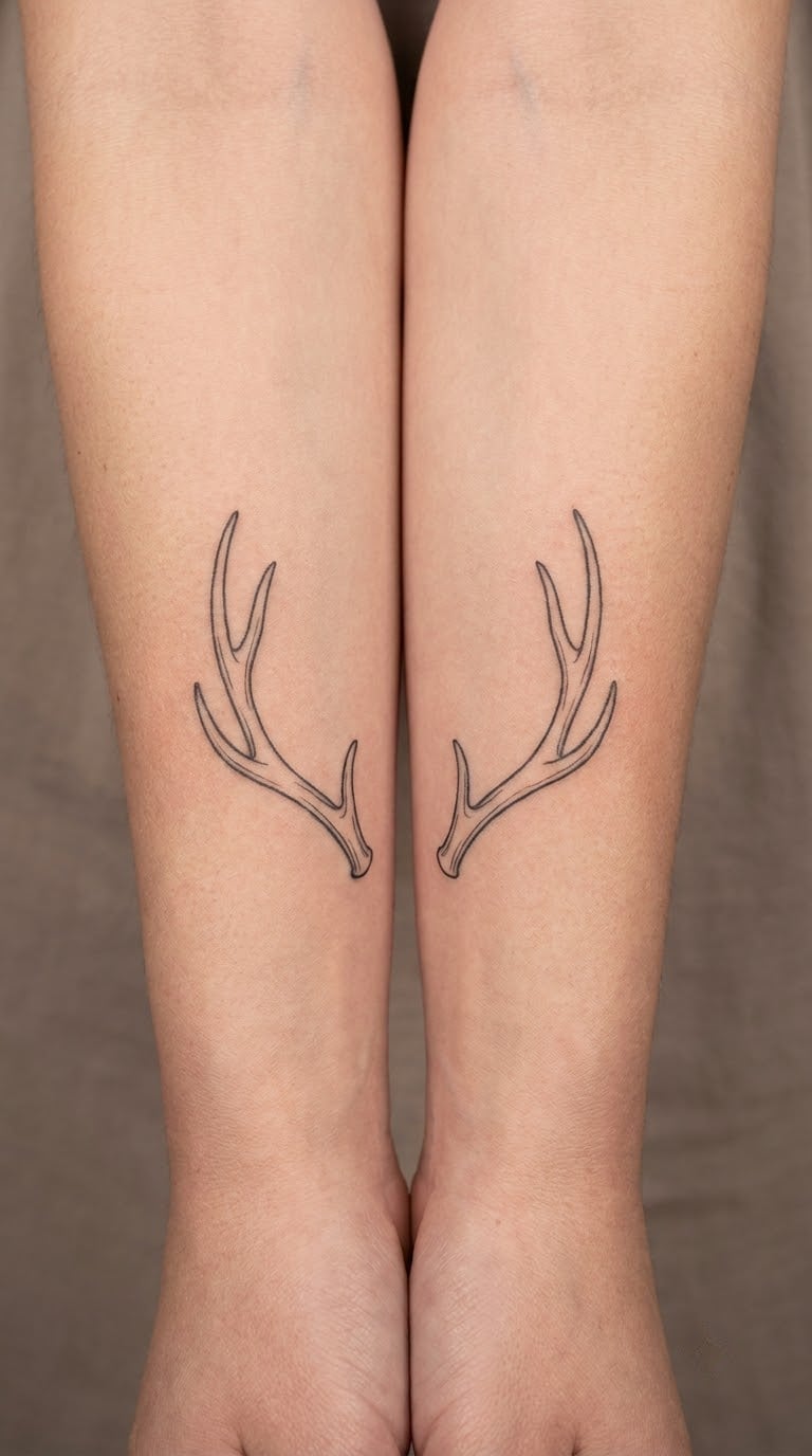 Matching Antler Half-Tattoos