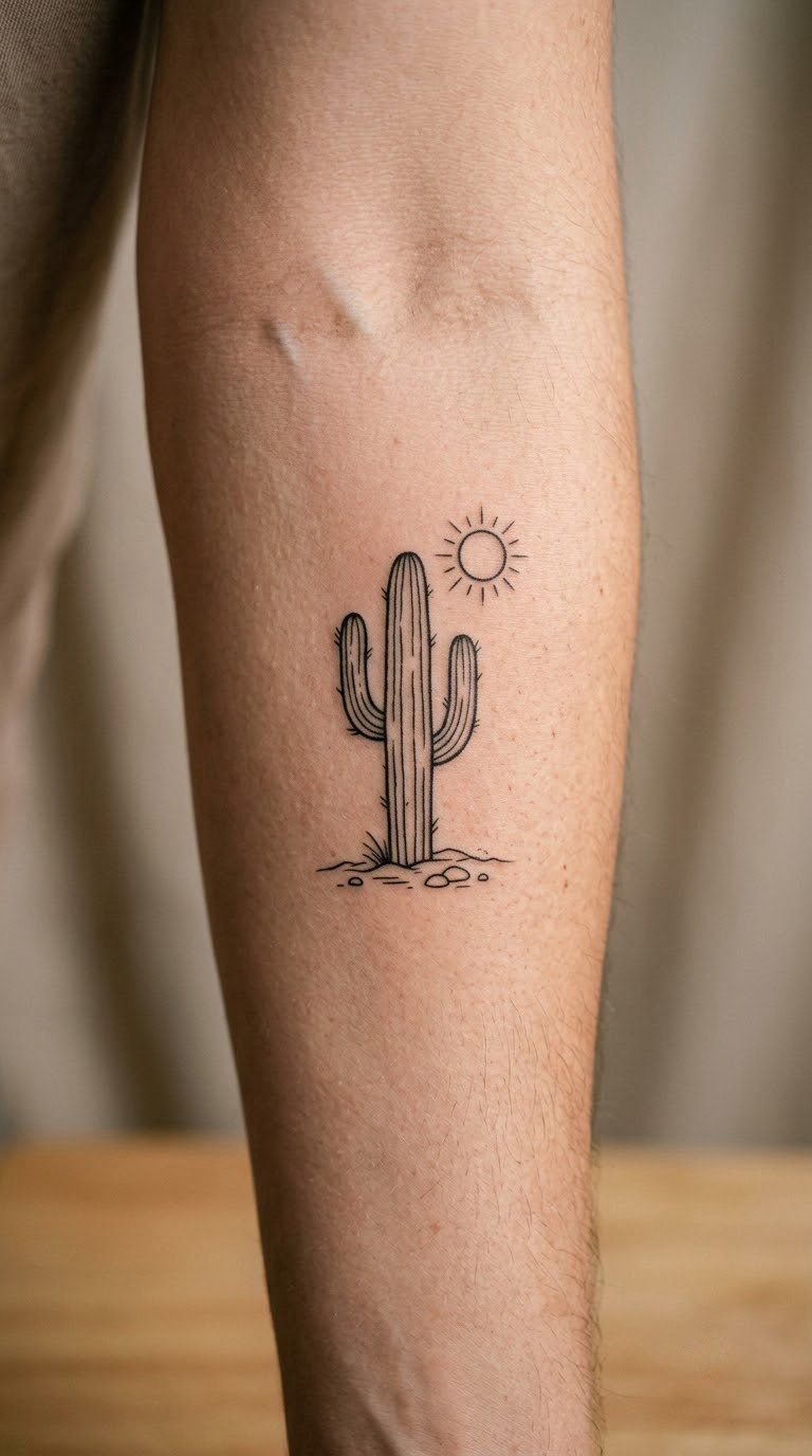 Minimal Saguaro Cactus Under a Small Sun