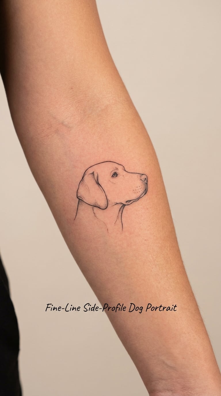 Fine-Line Side-Profile Dog Portrait