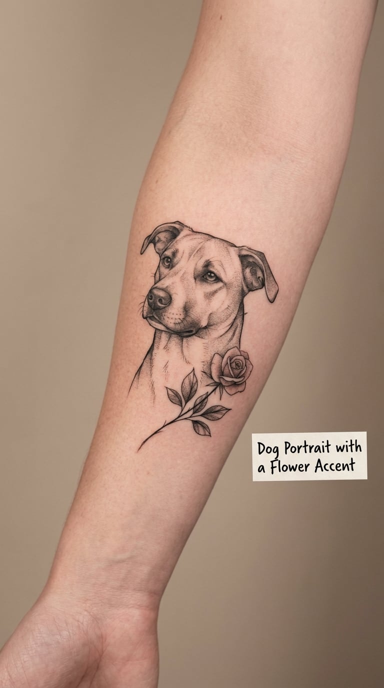 Dog Portrait with a Flower Accent