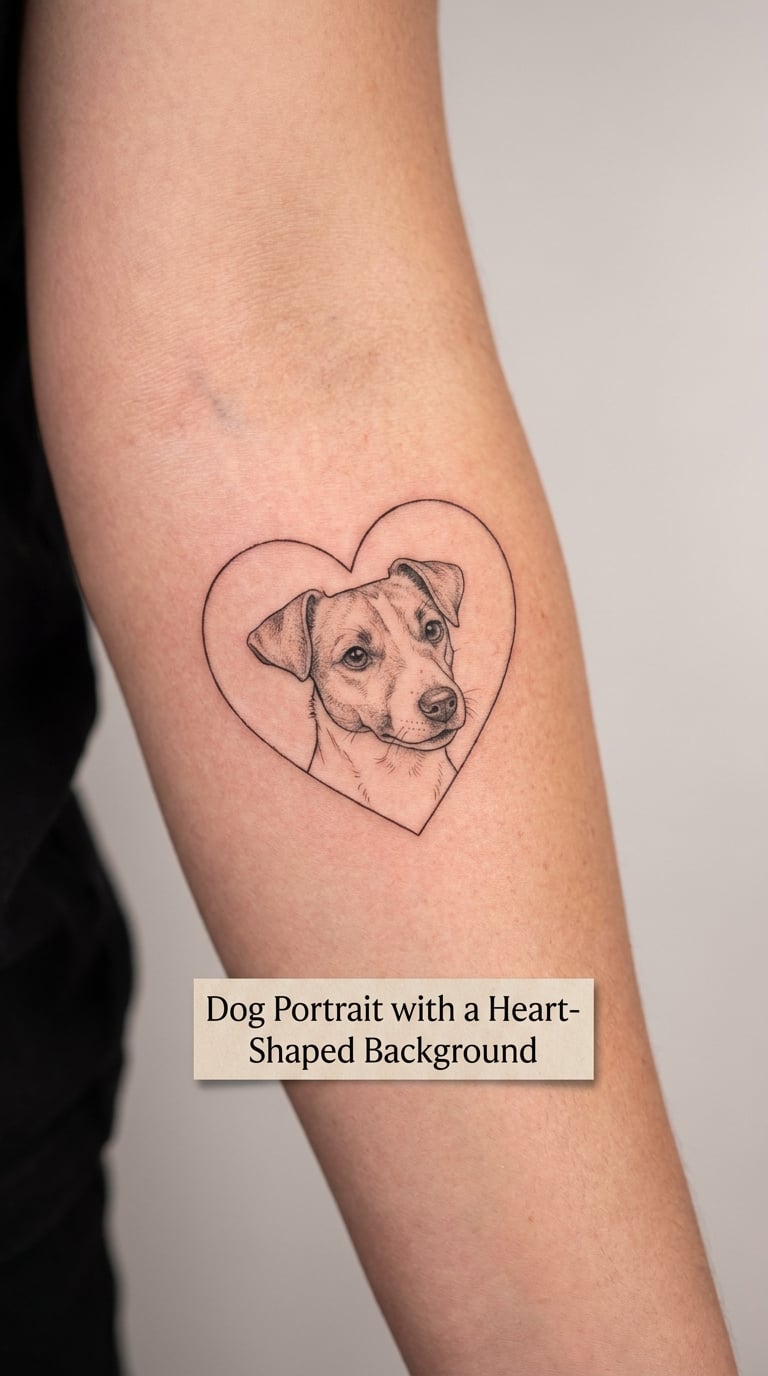 Dog Portrait with a Heart-Shaped Background