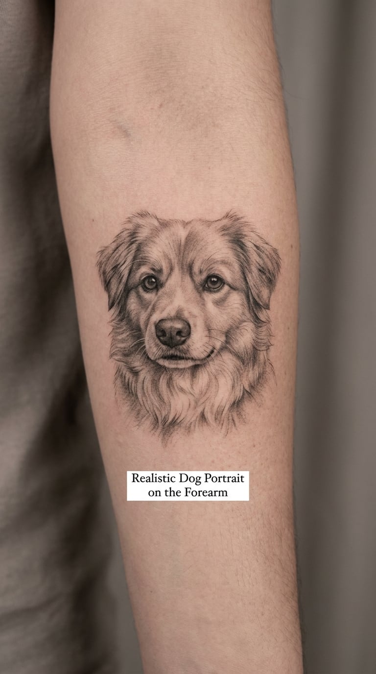 Realistic Dog Portrait on the Forearm