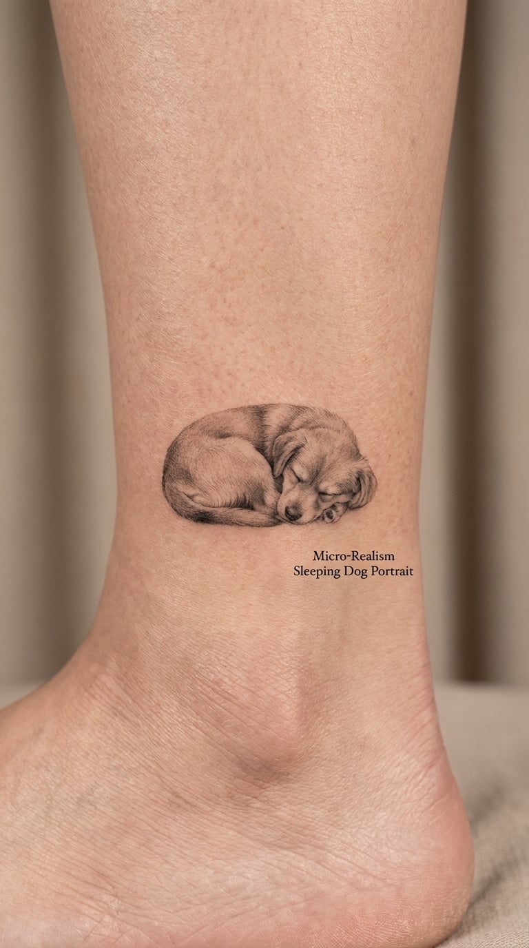 Micro-Realism Sleeping Dog Portrait