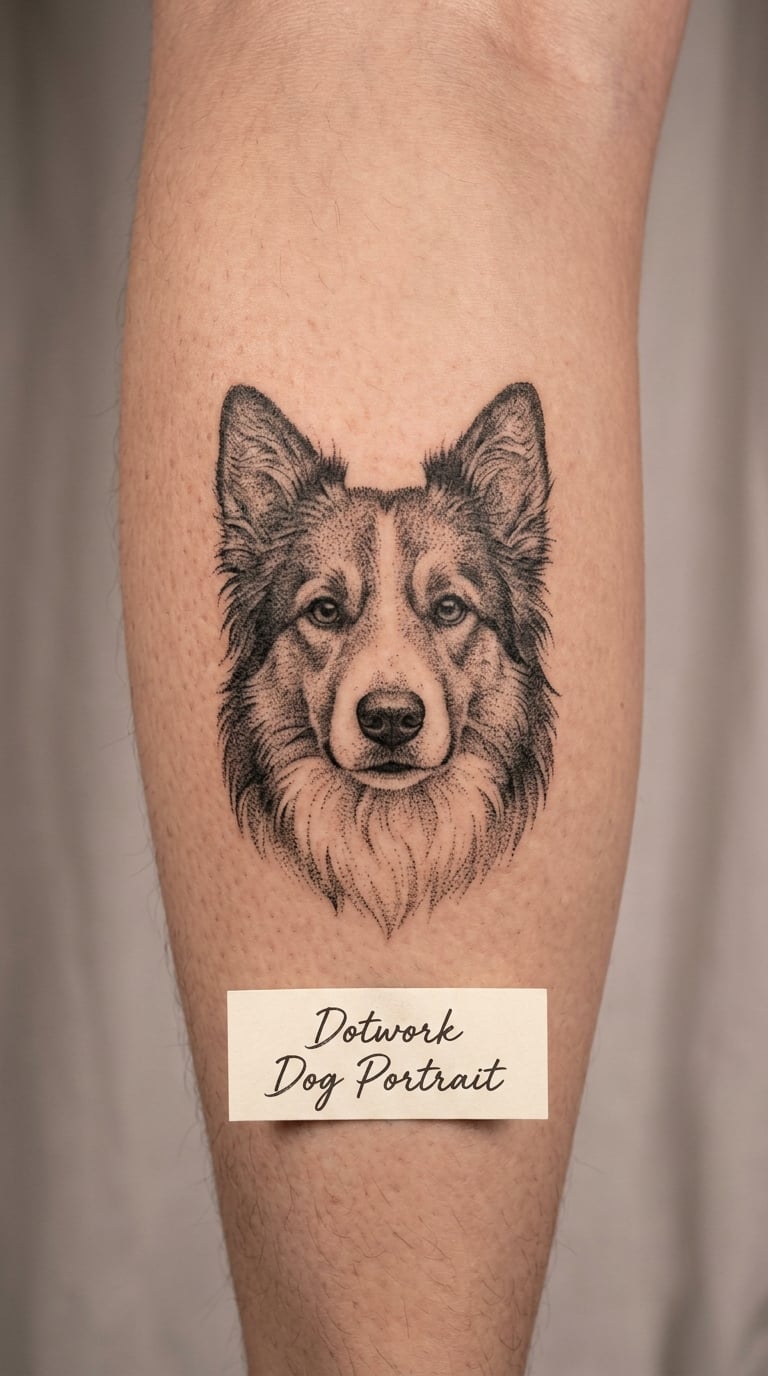 Dotwork Dog Portrait