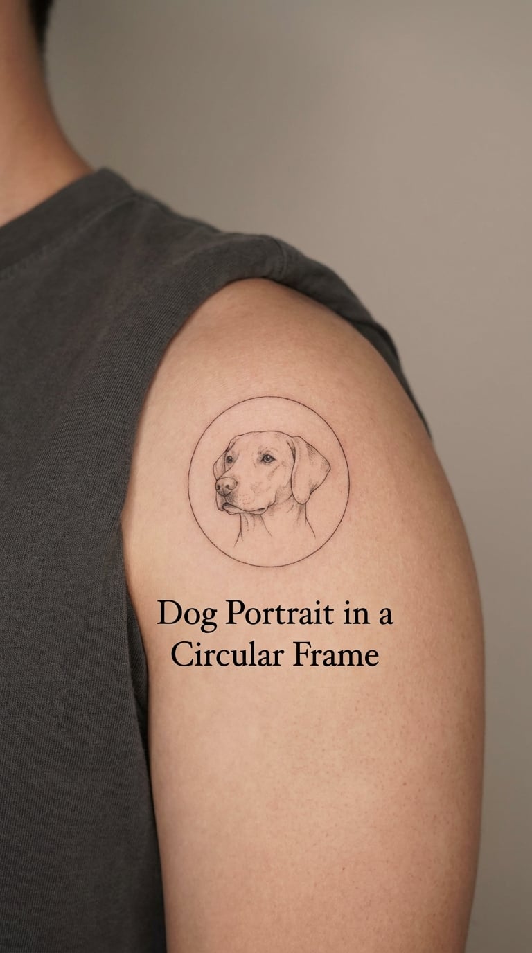 Dog Portrait in a Circular Frame