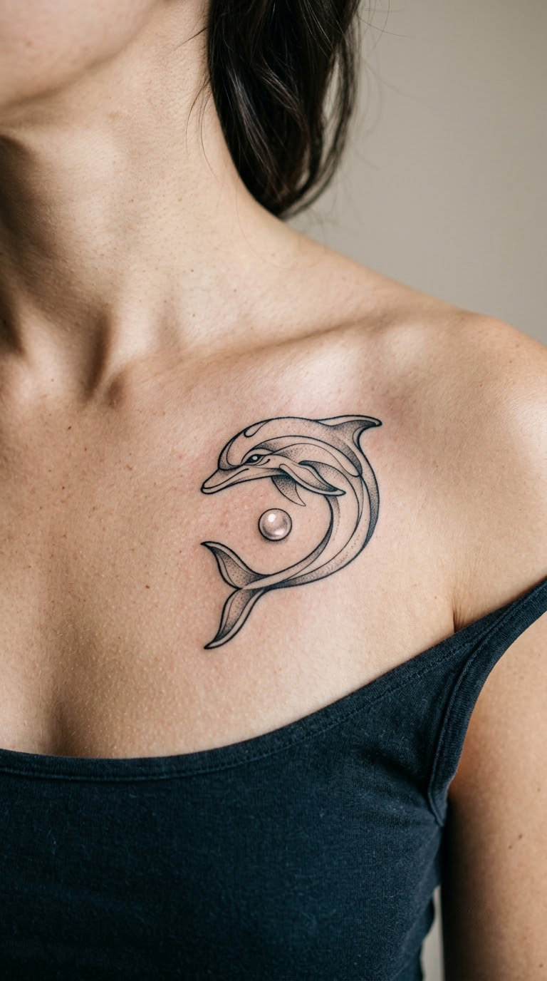 Dolphin with Pearl Detail on the Chest