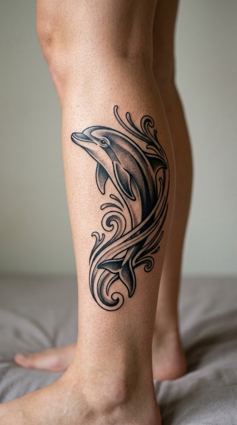 Bold Dolphin Sleeve Element on the Calf