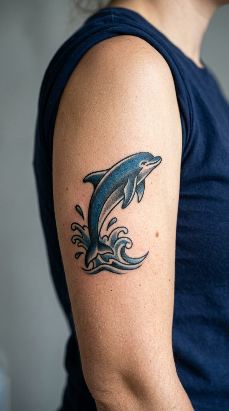 Traditional Dolphin with Water Splash