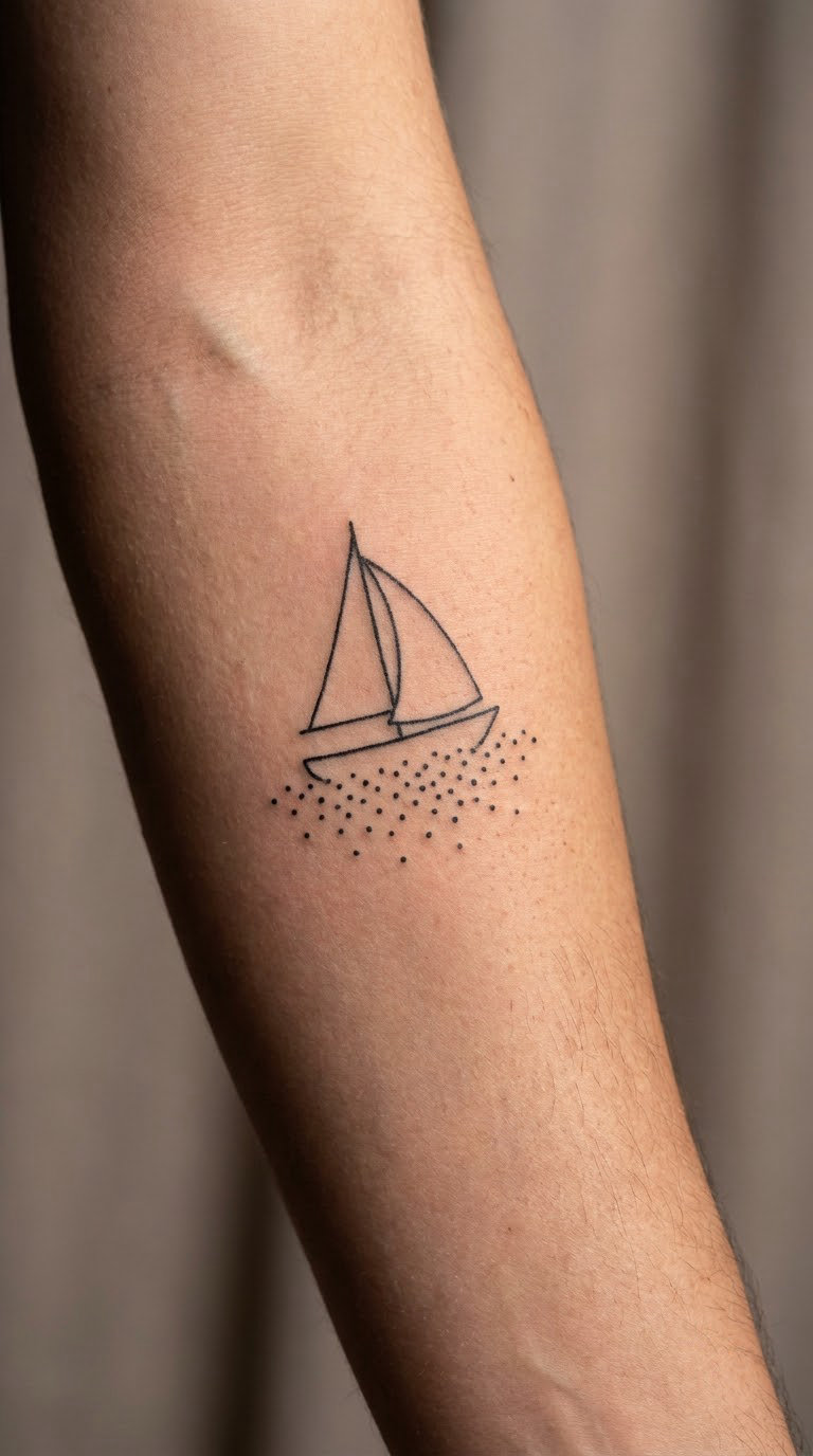 Geometric Sailboat on the Forearm