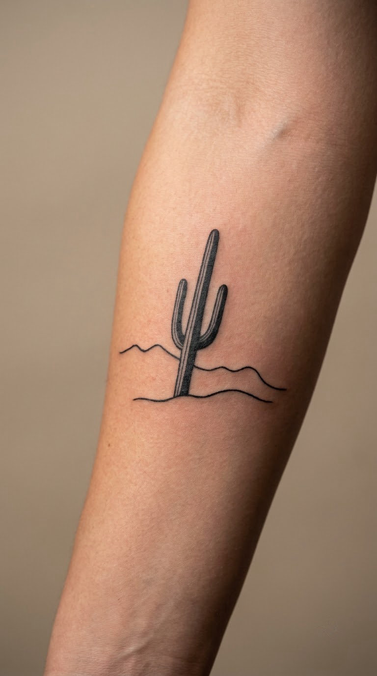 Cactus and Desert Dots on the Forearm
