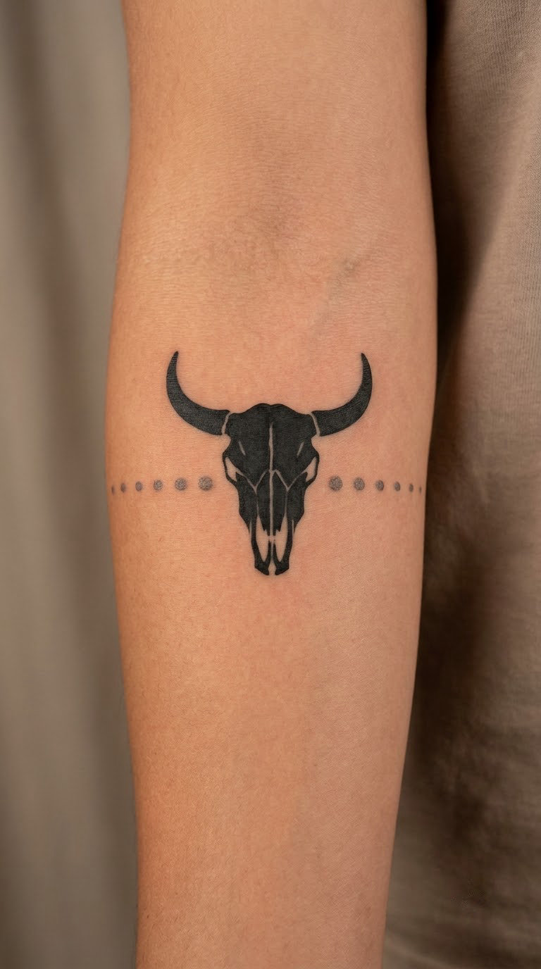 Bull Skull With a Stippled Horizon