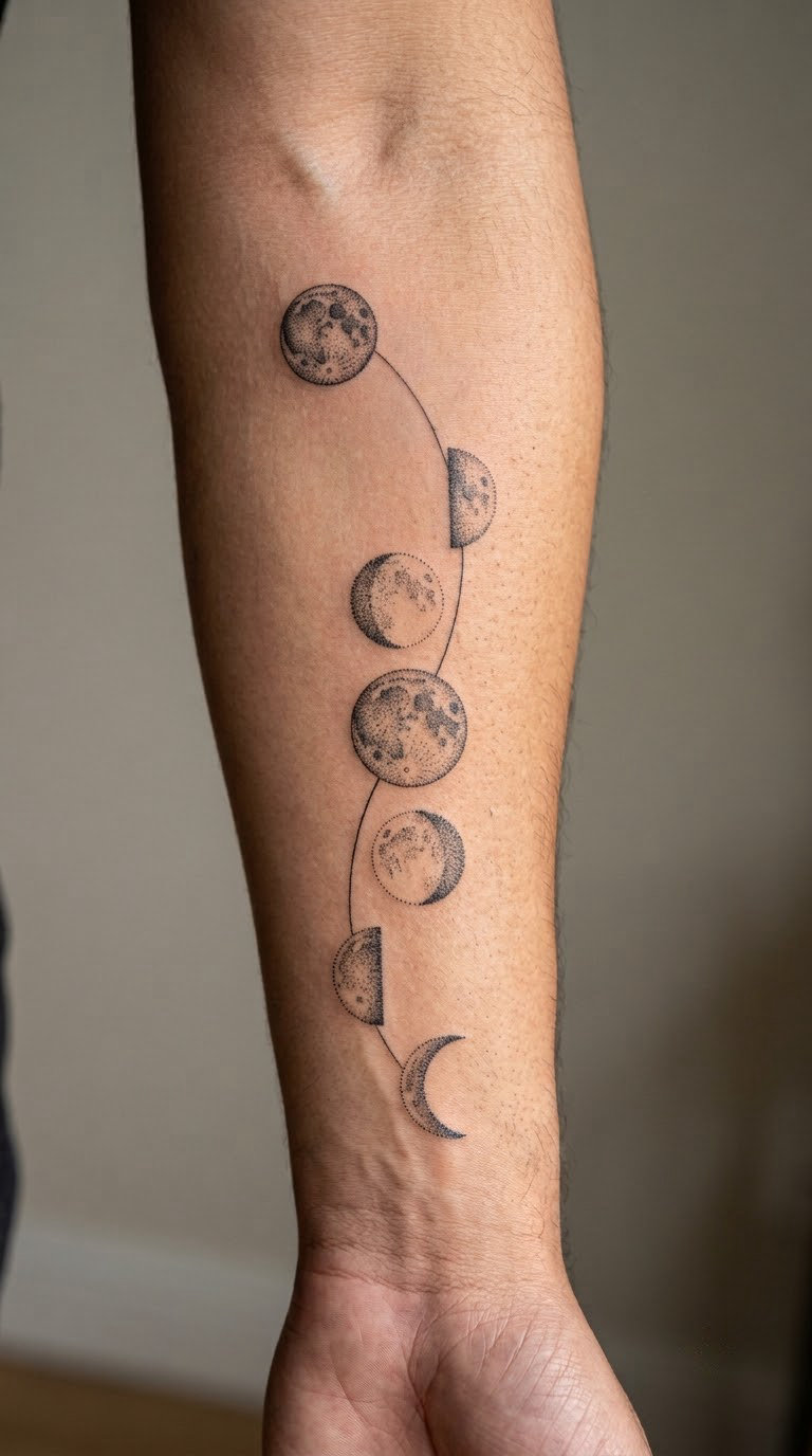 Moon-Phase Arc Across the Forearm