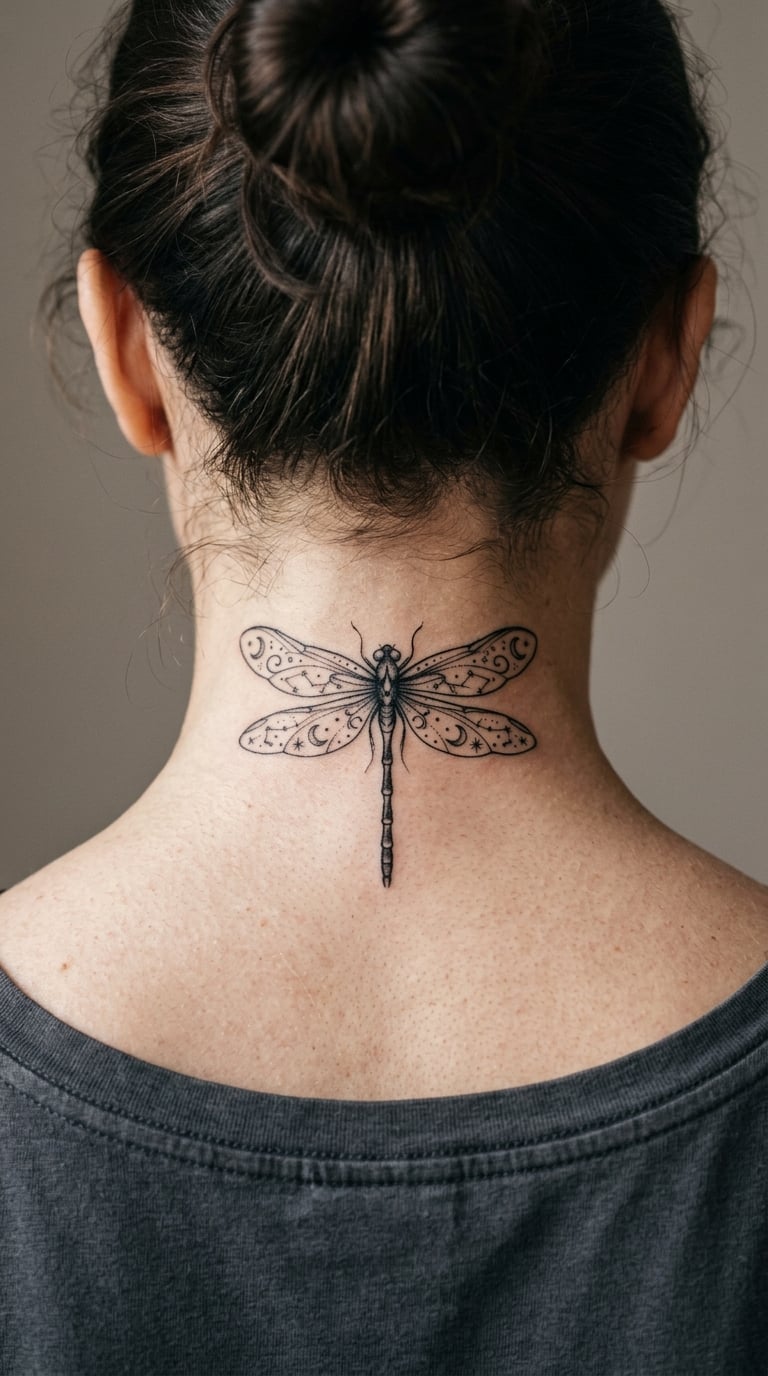 Celestial Dragonfly on the Back of the Neck