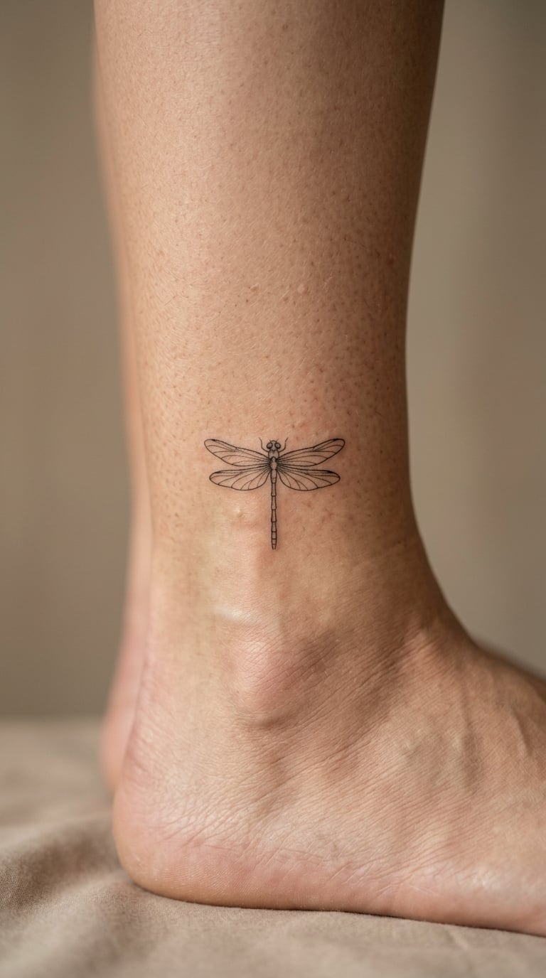Tiny Dragonfly on the Ankle