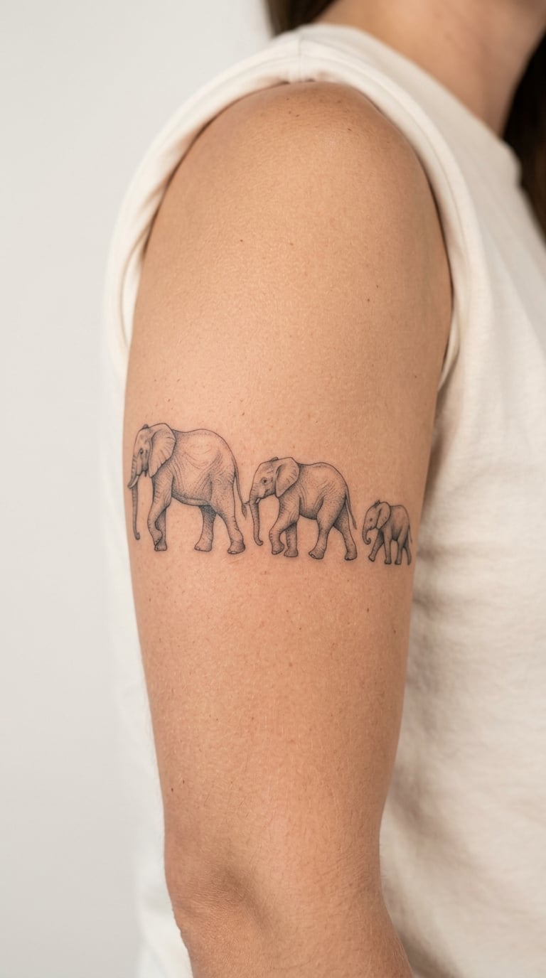 A Herd of Three Elephants as a Half-Sleeve