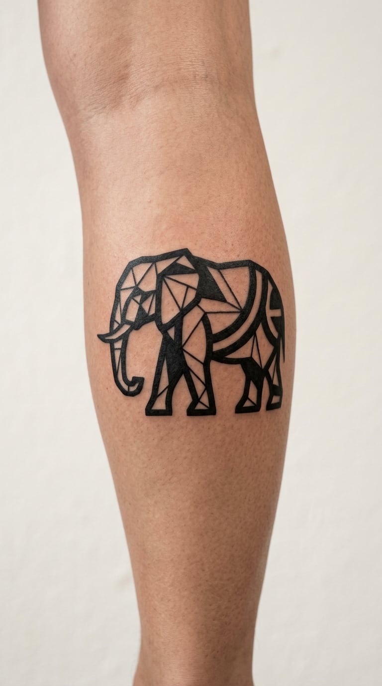 Tribal Elephant Built From Bold Geometric Shapes