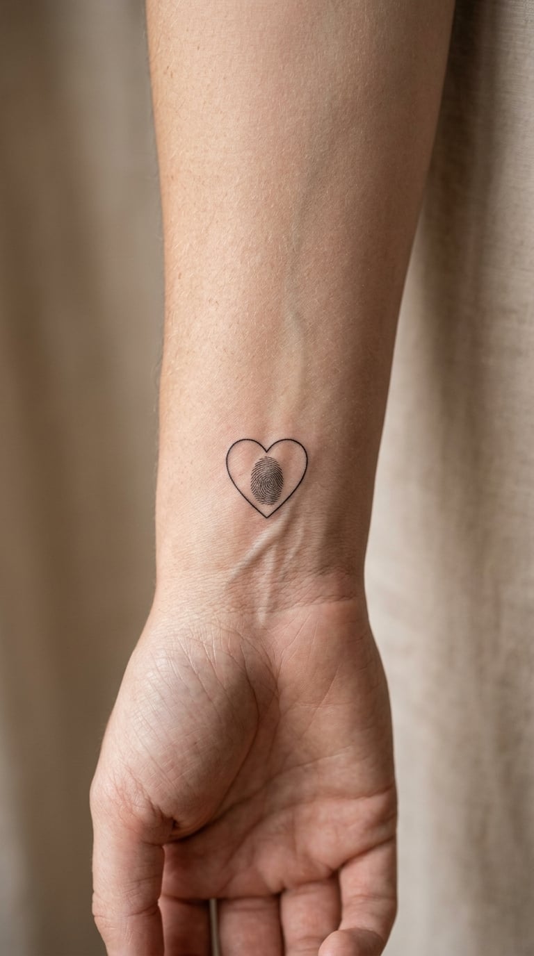 Heart Outline With a Child's Fingerprint Inside
