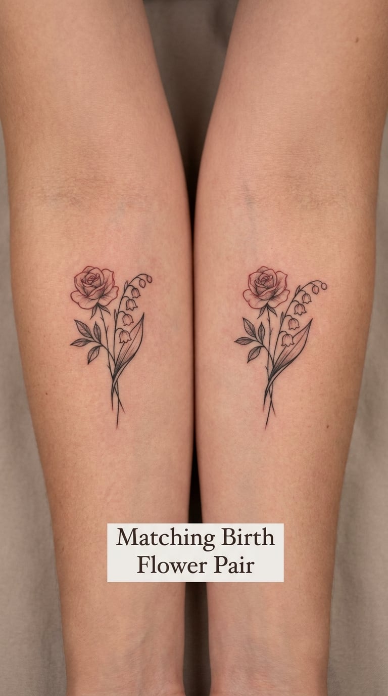 Matching Birth Flower Pair