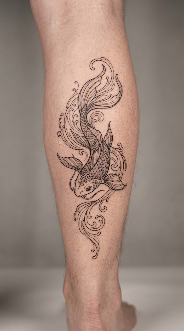 Filigree Koi on the Calf