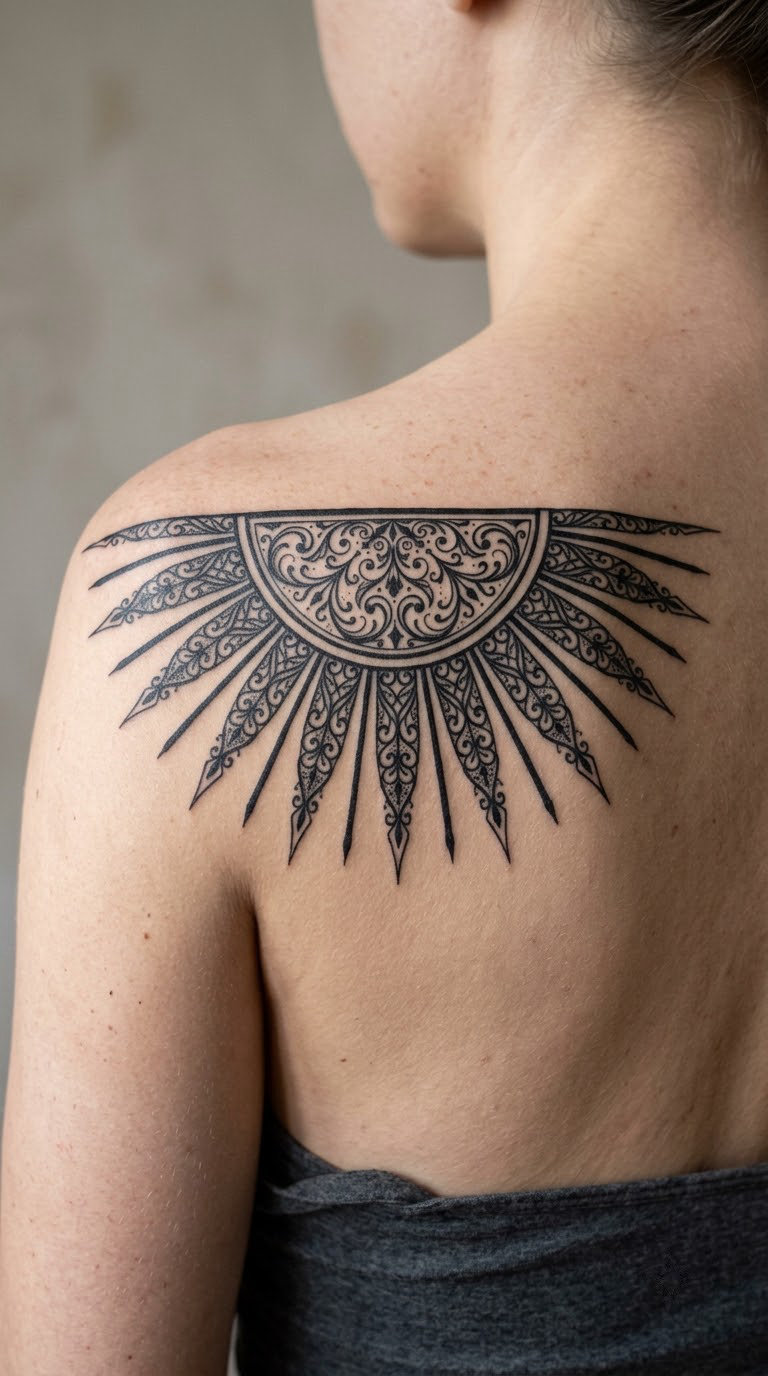 Filigree Sunburst on the Shoulder Blade