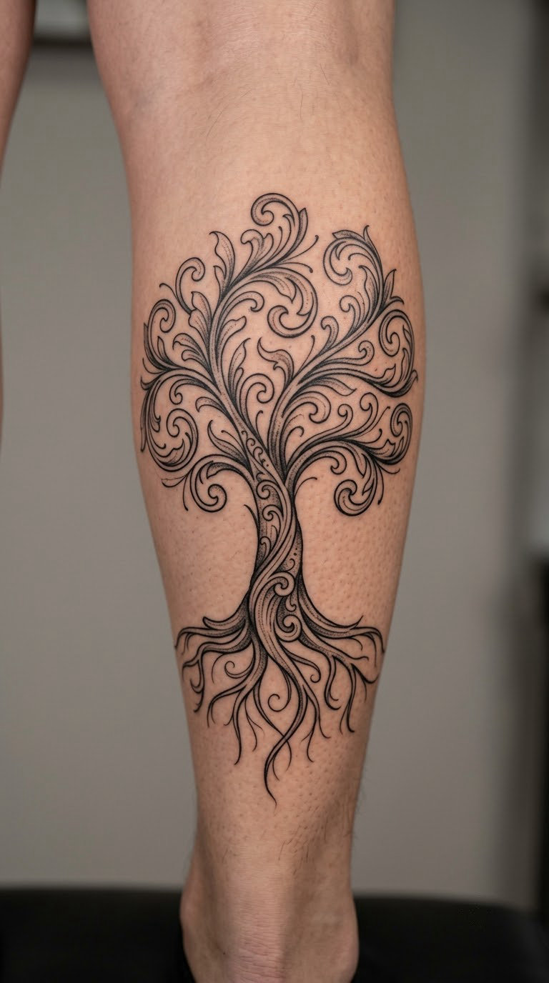 Filigree Tree of Life on the Calf