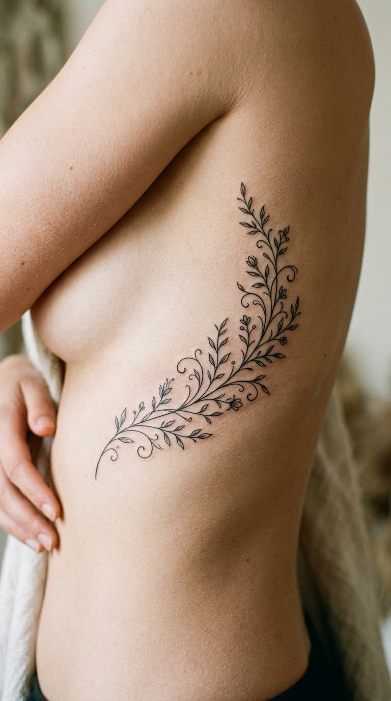 Botanical Filigree Branch on the Side Rib