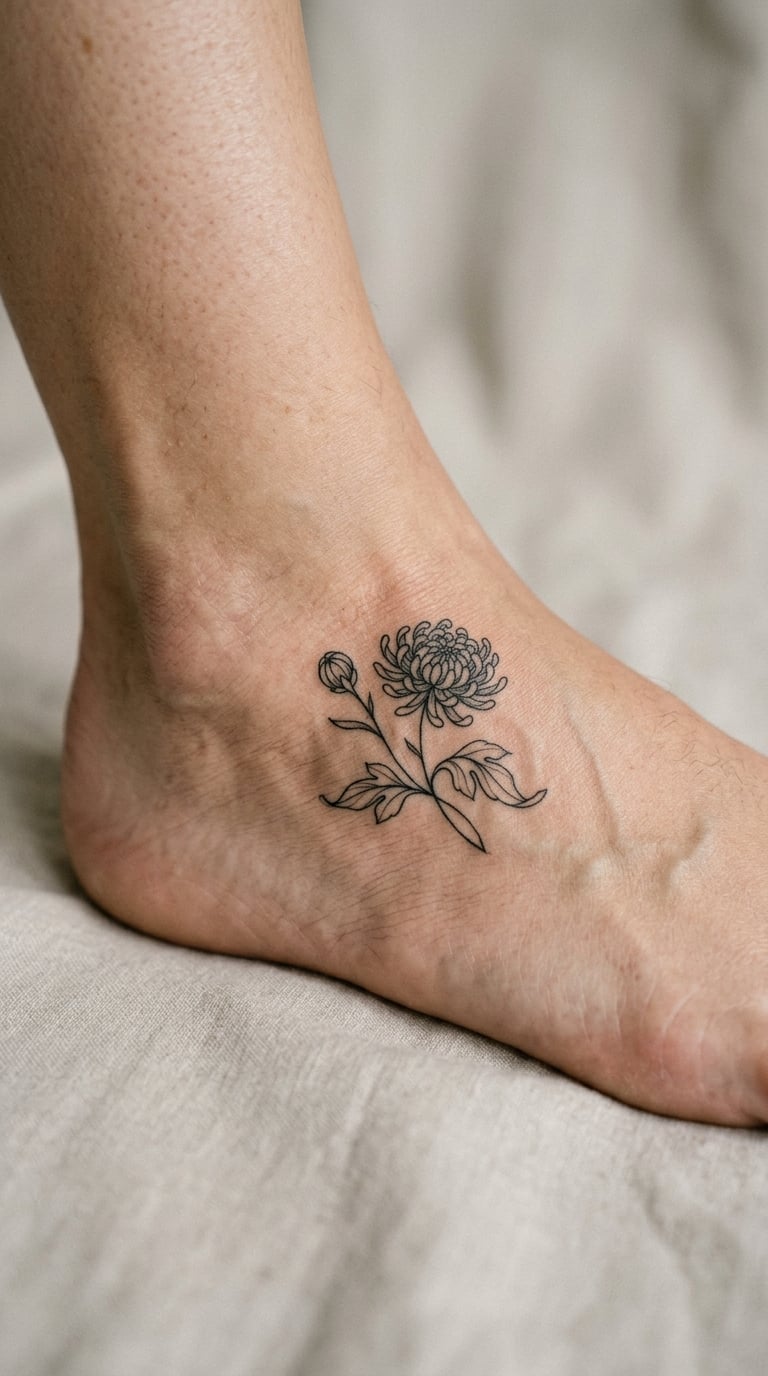 Chrysanthemum Sprig on the Top of the Foot