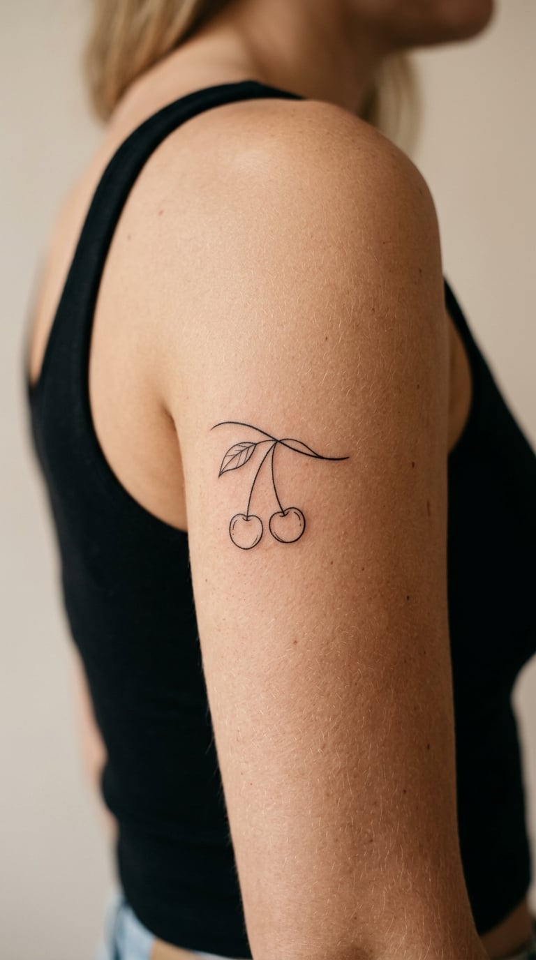 Single Cherry Branch on the Back of the Upper Arm