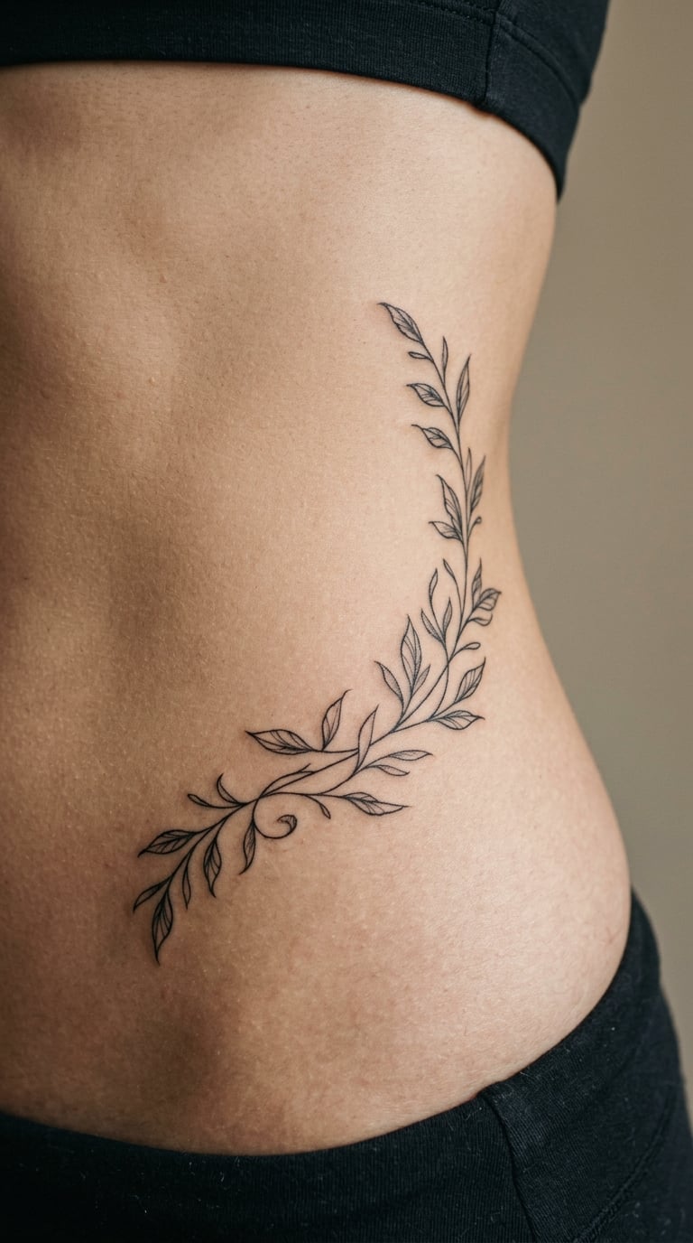 Botanical Vine Curving Along the Side Waist